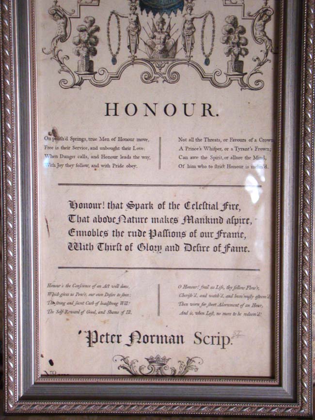 An 18th century engraving entitled "HONOUR" taken from George Bickham's "Universal Penman" published in London in 1741 — image 2